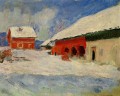 Red Houses at Bjornegaard in the Snow Norway Claude Monet